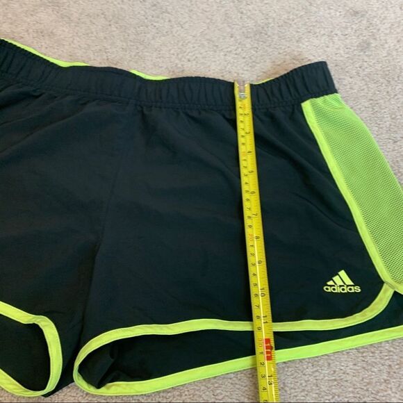 ADIDAS black fluorescent neon yellow running shorts Sz XL - Picture 9 of 10